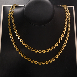 Collar Zeadear personalizado de acero inoxidable unisex con cadena de eslabones, chapado en oro de 18 quilates, con forma de corazón hueco. - Product Image 1