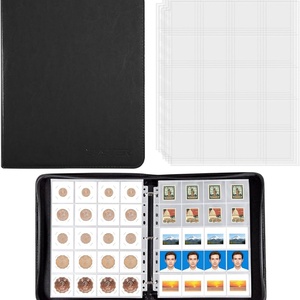 Album à monnaies en cuir PU écologique, capacité 100 pochettes, 10 pages, organisateur étanche, couleur et logo personnalisables, sécurisé pour les photos et les jetons - Product Image 1