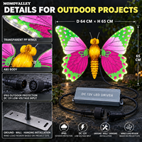 Momovalley 64CM LED Papillon Lumineux Extérieur Étanche Décoration Ailes de Papillon pour Arbre de Noël Allée de Mariage Événement