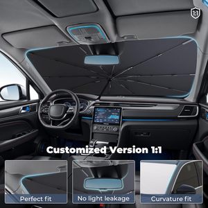 Pare-soleil de pare-brise pliable 240T argenté double épaisseur, protection UV 99%, sur mesure pour <span class=keywords><strong>BMW</strong></span> X1 (modèle OLIVER) 2016-2022 - Product Image 2