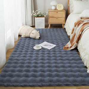 Alfombra de Piel Sintética de Conejo, Suave y Afelpada, Rectangular, Blanca, con Patrón en Relieve, para Dormitorio, Sala de Estar, Sofá, Cabecera, Textil para el Hogar - Product Image 4