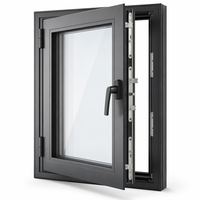 Ventana Abatible de Aluminio Resistente a Impactos de Huracanes, Vidrio Resistente a Impactos, Certificación CE