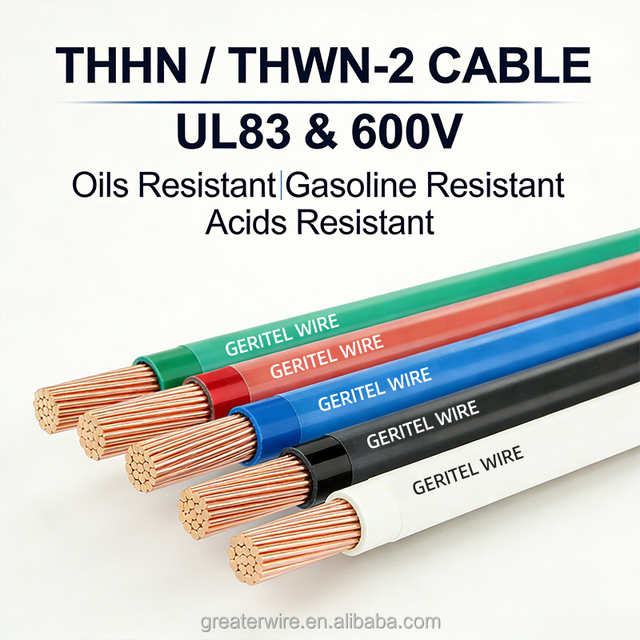 High Quality 600V Pure Copper Cable 1/0 2/0 3/0 4/0 THHN/THWN Building Wires with PVC Insulation for Heating