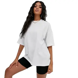 Groothandel stijl oversized witte t-shirt-Basic Stijl Witte T-shirt 100% Katoen Custom Oversize T-shirt Voor Vrouwen