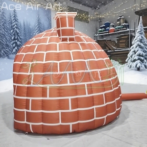 Đẹp màu đỏ gạch tường <span class=keywords><strong>Inflatable</strong></span> Lều tuyết với ống khói mùa đông <span class=keywords><strong>Inflatable</strong></span> Dome lều cho ngoài trời giáng sinh trang trí nội thất món quà vị trí - Product Image 5