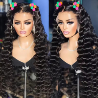 Perruque en cheveux brésiliens/indiens en gros, perruques en cheveux humains vierges bruts sans colle avec dentelle HD complète, perruque frontale en dentelle HD pour femmes noires