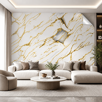 Autocollant mural en marbre auto-adhésif noir et or PET haute brillance 1,2x3m pour les designers d'intérieur et les détaillants en décoration intérieure