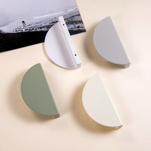 Semi-Circular Aluminum Alloy Cabinet Handle Minimalist Geometric Design Easy Installation For Cabinet <b>Doors</b> - Product Image 1