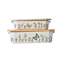 Ensembles de vaisselle à motifs papillon personnalisables pour la cuisine, tels que plateaux de cuisson et bols de stockage des aliments