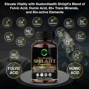 Cápsulas de Shilajit puras del Himalaya orgánicas naturales, suplemento de energía y vitalidad, ácido húmico fúlvico auténtico Shilajit