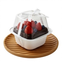 Boîte d'emballage pour gâteau à la crème aux fraises, Tiramisu, Mousse, Contenant carré transparent en PET anti-buée pour pâtisserie haut de gamme à emporter