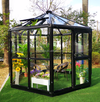 Serre de jardin ultra-robuste en aluminium avec verre trempé de 4 mm, système de vitrage à capuchon, fourni directement par l'usine