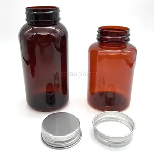 200cc Amber PET Pill Bottles With Aluminium Lids