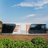 Mini-remorque Capsule spatiale sur roues, étanche, écologique, mobile, préfabriquée, structure en acier, pour bureau, entrepôt, salle de sport