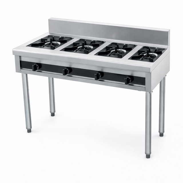 Industrial Restaurant 201 Stainless Steel Freestanding Gas Range 4 Burner Commercial Gas Stove