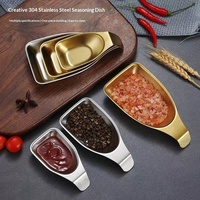Petite coupelle à sauce dorée en acier inoxydable 304 de style coréen, pour usage commercial, créative, pour pâte de crevettes et boulettes de viande