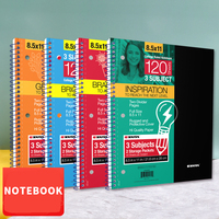 Carnet à spirale à trois trous, format A4 américain, couverture en PP avec pochettes de pagination, pour étudiants américains