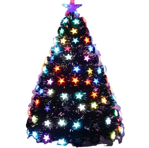 Arbre de noël LED coloré, 150cm et 160cm, 1 pièce, en fibre de chanvre cinq étoiles, ornement