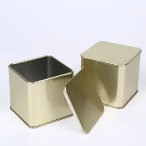 容器制造商银色方形金属罐可回收耐用谷物，零食，茶叶存储罐黄金