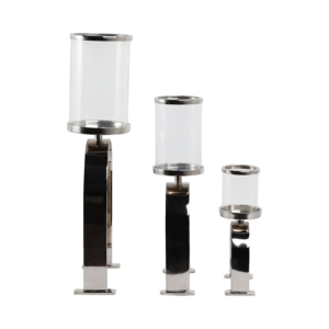 Portacandele in Vetro Contemporaneo con Base Arcuata, Candelabro a Colonna per Caminetto, Tavolino da Caffè, Arredamento Camera da Letto - Product Image 3