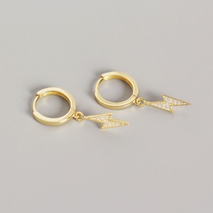 2020 Nouveau 925 Sterling Argent luminaire <span class=keywords><strong>flah</strong></span> forme avec diamant cz hoop boucles d'oreilles bijoux - Product Image 6