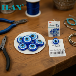 Ilan Abalorio Perline blu con occhio diabolico da 20 mm per la creazione di gioielli, 7 pezzi - Product Image 2