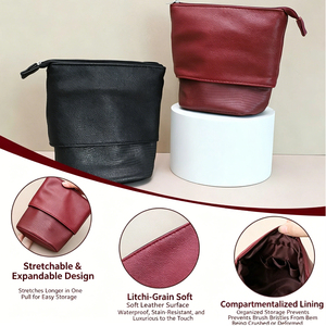 Sac de maquillage en cuir personnalisé de grande capacité, souple, portable, professionnel, organiseur de rangement pour maquilleurs, sac de voyage pour cosmétiques - Product Image 2