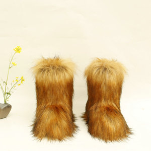 <strong>2026</strong> Hot Selling Customized Color Solid Anti-Slip Wholesale <strong>Women</strong> Winter Snow Warmful Faux Raccoon Fur <strong>Boots</strong> - Product Image 2