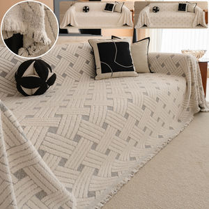 Funda de sofá de media franela con <span class=keywords><strong>textura</strong></span> tejida nórdica, manta de sofá antideslizante con todo incluido, adecuada para todas las estaciones - Product Image 1