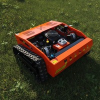 Pengiriman Gratis Murah Mesin Pemotong Rumput Robot RC 550mm Beroda Rantai, Starter Elektrik Bensin, untuk Lereng, Dikendalikan Jarak Jauh