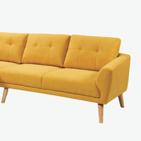 Canapé d'angle convertible 3 places en tissu lin jaune moderne, mobilier de salon, vente en gros