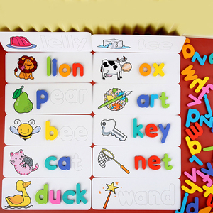 Gioco di Ortografia per Asilo, Giocattolo Educativo in Legno per l'Apprendimento dell'Inglese, <span class=keywords><strong>Puzzle</strong></span> Colorato dell'Alfabeto con Animali per Bambini - Product Image 3