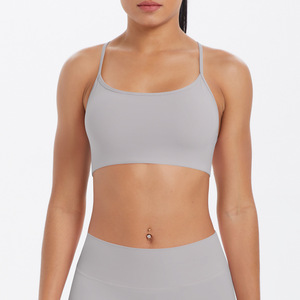 Women Thin Strap Criss Cross Back Yoga Bra Low Support Shockproof Sports Bra with Padded Running Gym Workout Activewear - Product Image 2