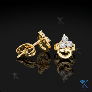 Lab Grown Diamond Abstract Swirl <b>Stud</b> Earrings 3 Stone Cluster 14K/18K Solid Gold Women's Jewelry Wedding Party Anniversary Gift - Product Image 1