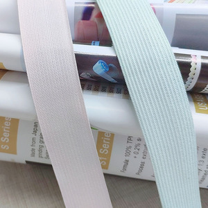 Rollo de <span class=keywords><strong>cord</strong></span>ón de banda elástica trenzada de costura antideslizante de poliéster plano blanco elástico - Product Image 3