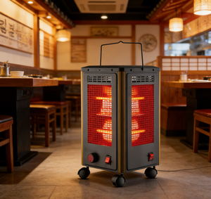 Calentador Facial Portátil de 2000W, 10 Elementos, 5 Ajustes, Ruedas Giratorias, Protección Antivuelco, Termostato Ajustable, para Baño - Product Image 2