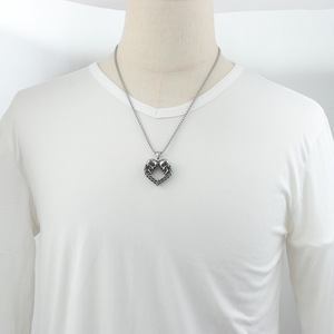 Collar yunnique con colgante de calavera y corazón, cadena de acero inoxidable de 60cm, joyería de estilo callejero Hip Hop - Product Image 4