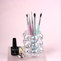 Hechunzi – Nouvel ensemble professionnel de 5 pinceaux à ongles en nylon avec manche acrylique pailleté pour manucure plate, ronde, liner et ombré