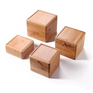 Cajas de Madera de Bambú Cuadradas para Regalos, Manualidades y Almacenamiento, Color Madera Sólida Zm 035 - Product Image 1