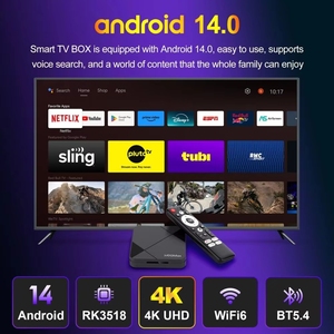 Amlogic S905X5M Quad Core, compatible con IPTV, transmisión 4K, Smart TV Box, 2GB 16GB, WiFi 6, control por voz, Android 14, <span class=keywords><strong>reproductor</strong></span> multimedia - Product Image 2