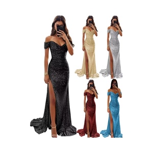 2026 Elegant Women's <b>Sequin</b> Prom Dresses Customized Off-Shoulder Mermaid Slit Evening Maxi Gowns for Summer Parties Robes De - Product Image 4