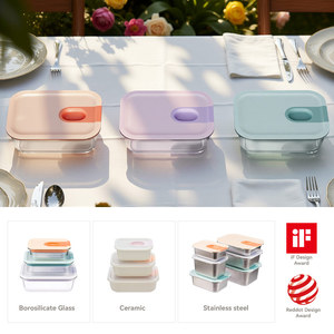 Recipientes de Vidrio para Almacenamiento de Alimentos, Aptos para Microondas, Lavavajillas y Libres de BPA, con Apertura a una Mano y a Prueba de Fugas, Novedad - Product Image 2
