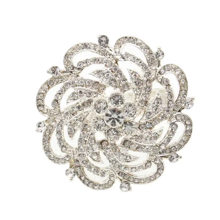 כסף מצופה ריינסטון פרח מפיות טבעת קריסטל מתכת טבעת מפיות שולחן קישוט