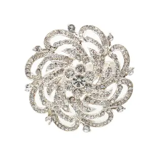 Berlapis Perak Berlian Imitasi Bunga Serbet Cincin Kristal Logam Serbet Cincin untuk Dekorasi Meja