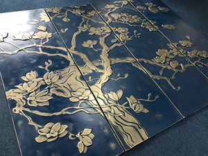 Décoration murale en cuir 3D avec motif floral en relief, 4 pièces/ensemble, décoration murale en cuir - Product Image 4