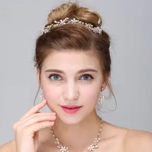 2019奢华水晶花式吊式项链耳环公主皇冠新娘婚礼首饰套装女孩