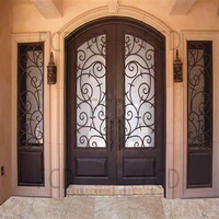 Grande vente porte en fer forgé pour villa familiale/domaine, double porte en fer forgé, plusieurs formes, porte en fer forgé bon marché