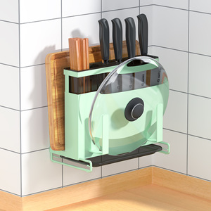 <b>Kitchen</b> <b>Storage</b> <b>Rack</b> Knife Holder Cutting Board Stand Multi Functional Wall Mounted Stainless Steel Countertop Organizer - Product Image 3