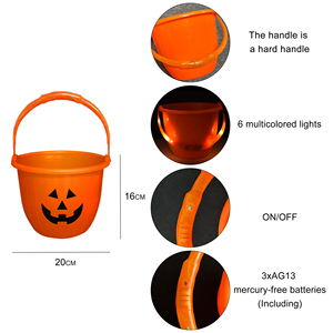 Seau citrouille LED viral TikTok, panier à bonbons phosphorescent, poignée lumineuse néon RGB, seau <span class=keywords><strong>Jack</strong></span> <span class=keywords><strong>O</strong></span>'Lantern pour fête d'Halloween, vente en gros - Product Image 6