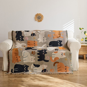 Funda de Sofá con Estampado de Gato Adorable, de Poliéster Lavable, Estilo Moderno, Universal, para Todas las Estaciones, Manta Decorativa - Product Image 1
